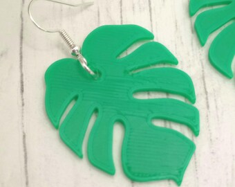3D Printed Monstera Earrings, various colours, plant lover jewellery, cute jewelry, monstera leaf, plant mom, plant mum, houseplant