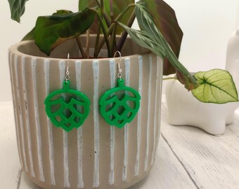 3D Printed Hop Earrings, various colours, beer jewellery, cute jewelry, craft beer gift, lightweight earrings