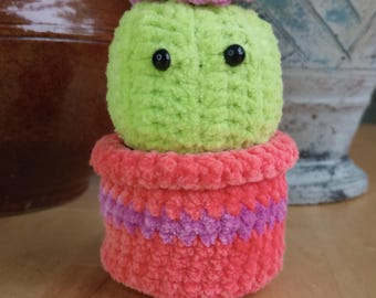 Digital Crochet Pattern, Cactus Downloadable Pattern, Barrel cactus in a pot. cactus, flower