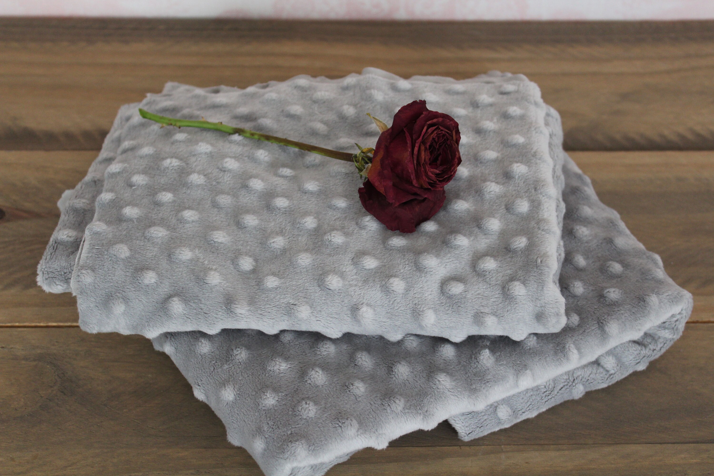 2 Pieces Minky Fabric Remnants Gray Minky Fabrics 2 Piece Etsy