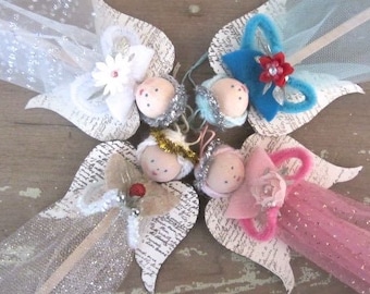 SPECIAL Vintage Inspired Tulle Angel Handmade Angel Angel Pick Tulle Angel Ornament Christmas Angel Vintage Christmas Stem Package Tie