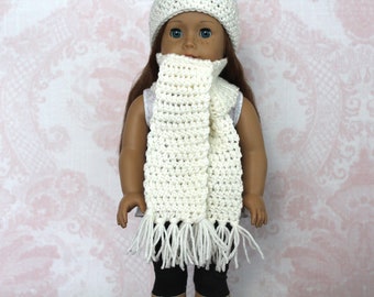 Crocheted 18 Inch Doll Scarf and Hat Set