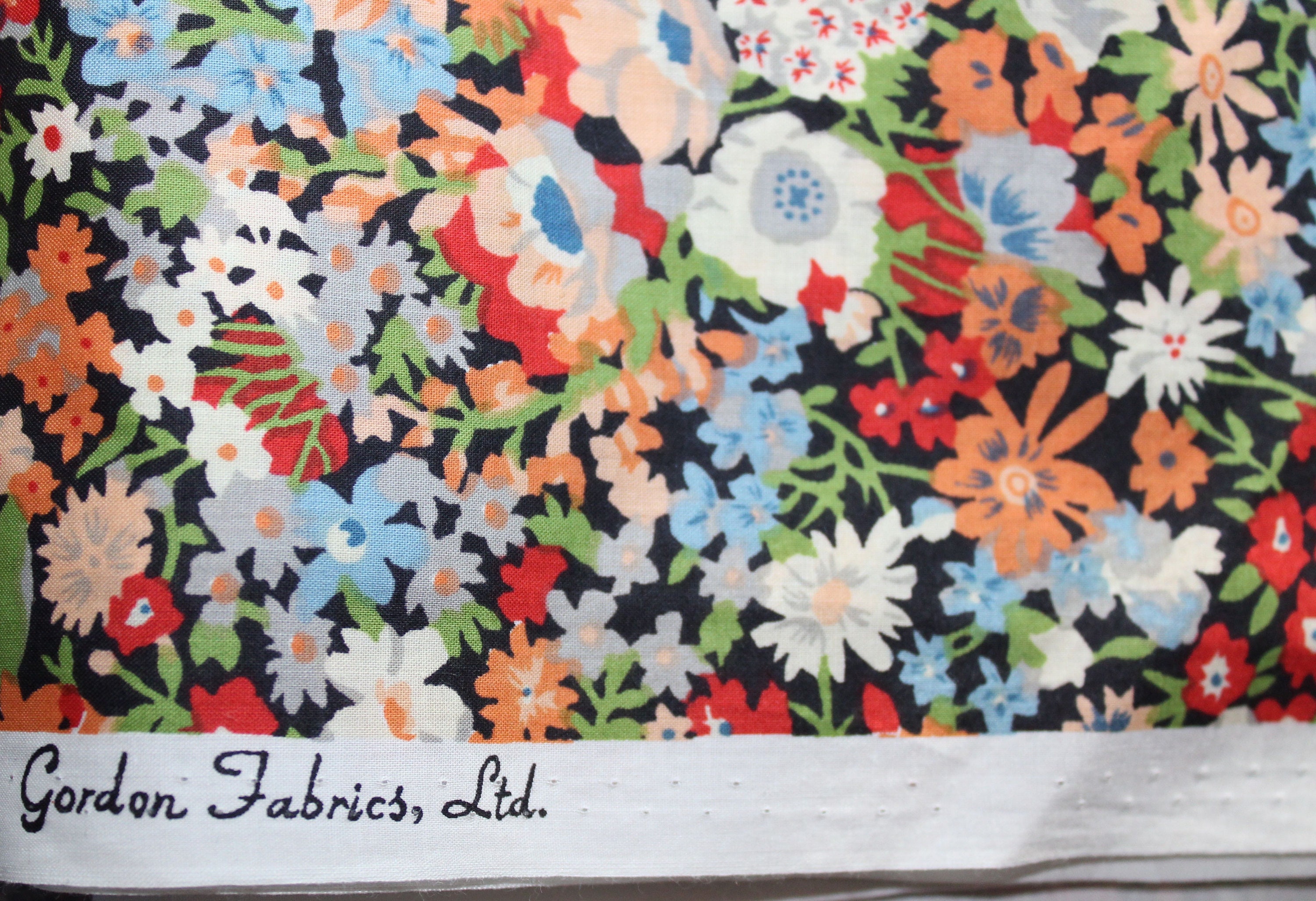Floral Print Fabric Gordon Fabrics by the Yard Wild Flowers | Etsy