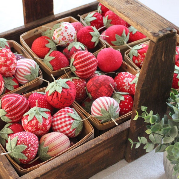 Handmade Fabric Strawberries: Vintage Style Bowl Fillers, Tiered Tray Decor