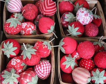 Handmade Fabric Strawberries: Vintage Style Bowl Fillers, Tiered Tray Decor