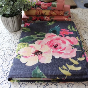 Prayer & Purpose Fabric Covered Vintage Journal Larger Size Journal Handmade Journal Cover l Floral Fabric Journal Cover