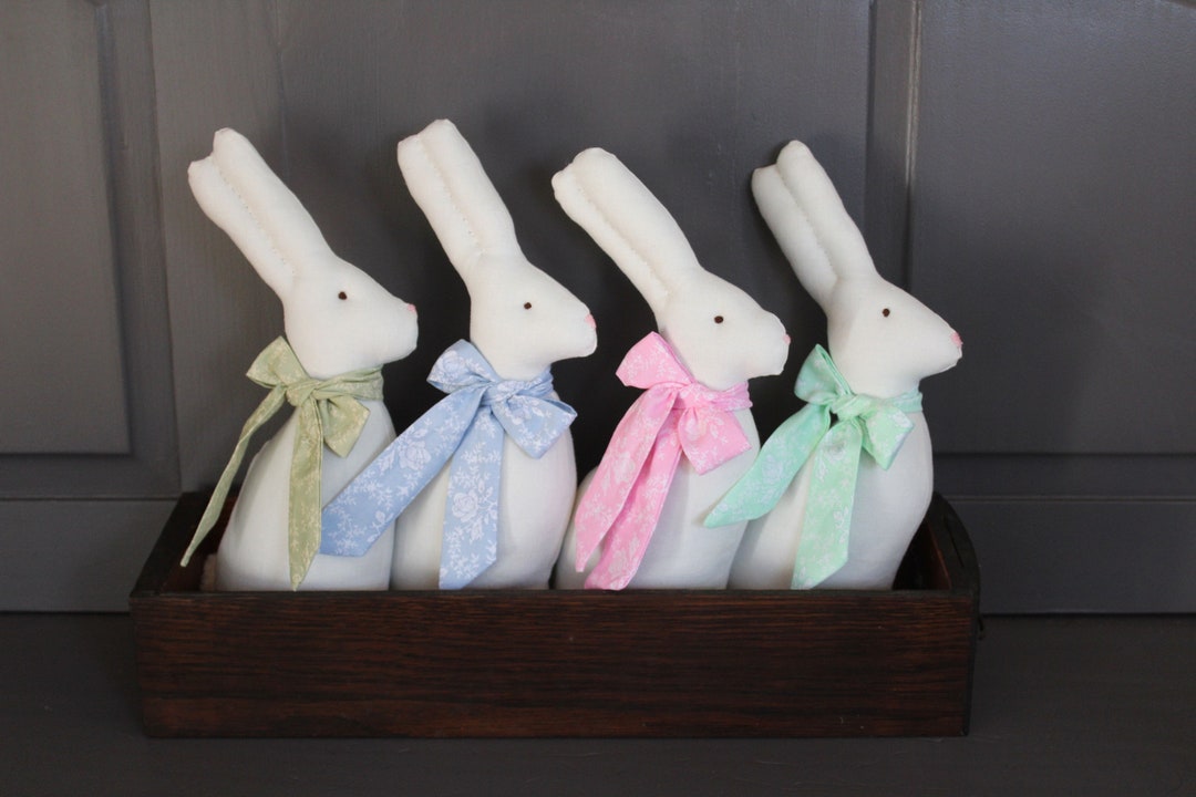 Handmade Linen Bunny Rabbit: White Chocolate Prim Easter Decor - Etsy