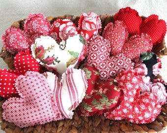 12 garnitures de bol coeurs Saint-Valentin en tissu faits main rouges, lot de 10