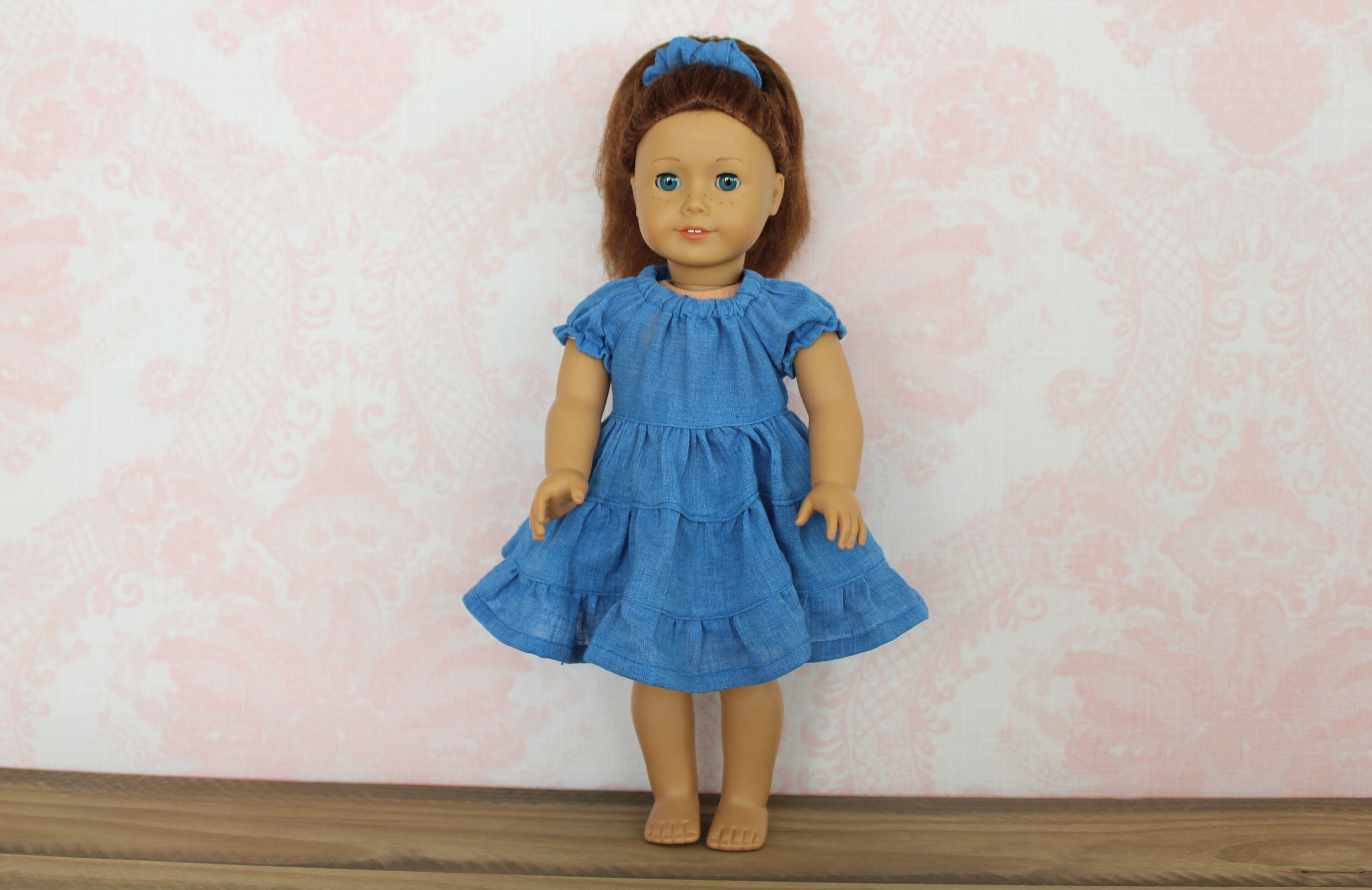 18 Doll Peasant Dress Hand Made Blue Gauze Dress Doll Etsy