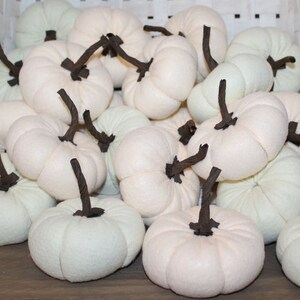 Handmade Cream Felt Pumpkins: Autumn Tiered Tray Decor