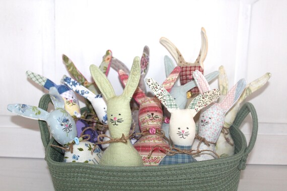 Handmade Primitive Quilted Bunny Doll: Easter Farmhouse Decor