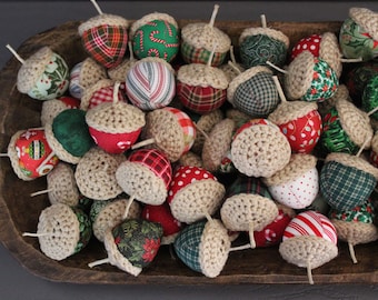 Handmade Fabric Acorns Christmas Acorns Christmas Accents Bowl Fillers Tiered Tray Primitive Decor