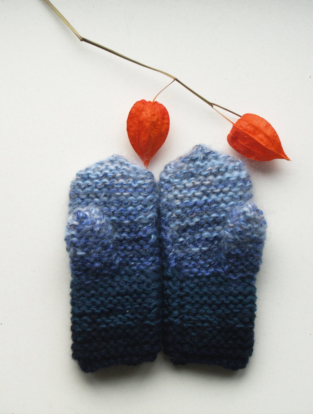 Navy Blue Mittens Size 23 Years Warm Knit Mittens for Etsy