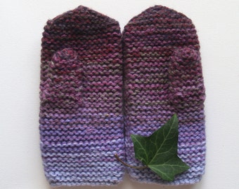 Purple amethyst ombré, Hand Knitted Mittens, Gloves for women, rustic knit. Warm winter accessory. Gift for her. READY TO SHIP. Size M