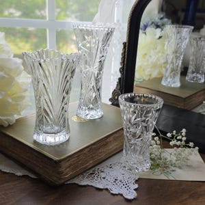 Vintage Crystal Cut Glass Vase - Etsy