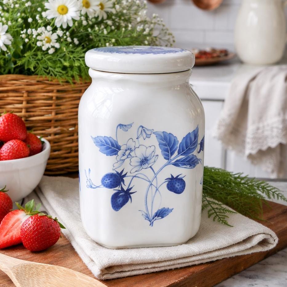 Blue Vintage Flour Canister - Etsy