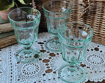 Vintage Colored Glasses - Libbey Gibraltar Aqua or Seafoam Green Drink Glasses – Set of 3 - Water, Tea or Beverage Glassware