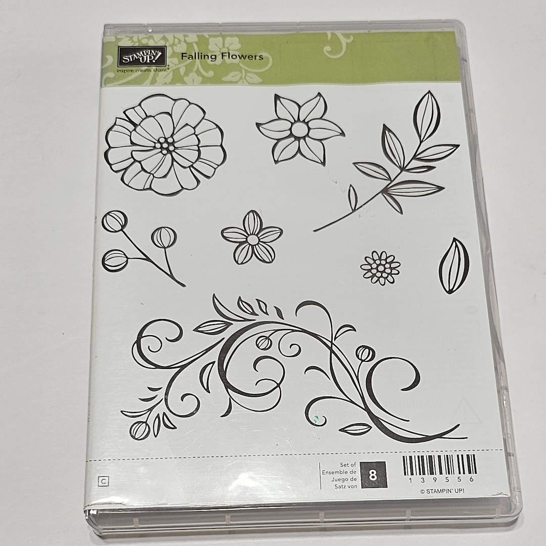 Stampin up Falling Flowers Cling Rubber Stamp Set - Curly Vine Flourish ...
