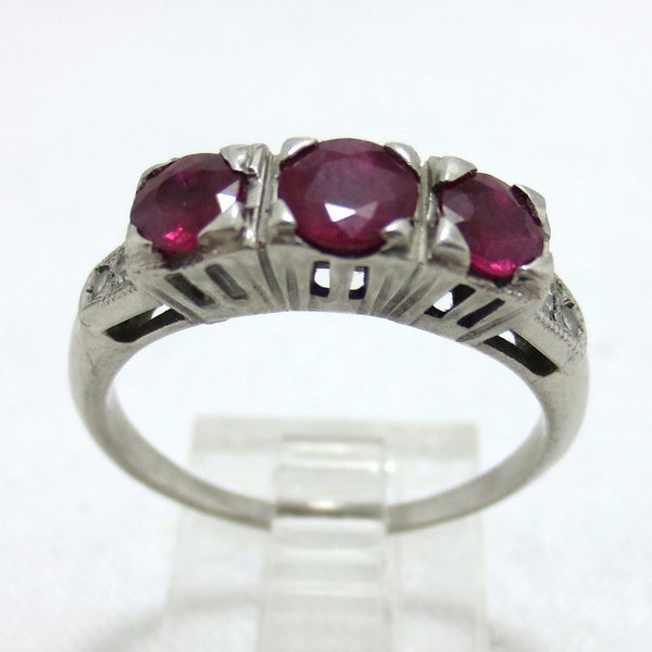 1920s Platinum Ruby and Diamond Ring