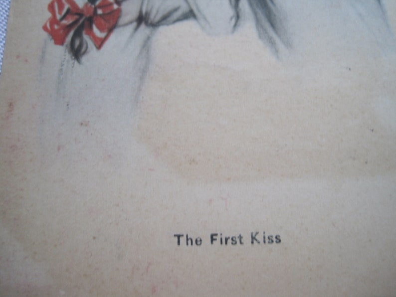 or the last??..lot of 4 romance postcards..lot of 4..themed..the first Kiss suitable for framing