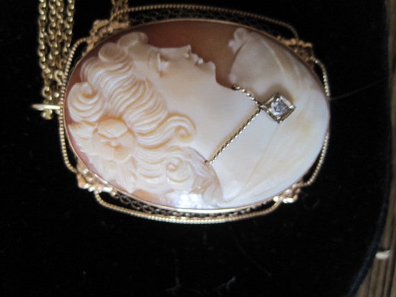 antique cameo on chain, 14 kt - image 5