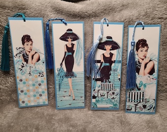 Breakfast at Tiffany's bookmarker. Blue.