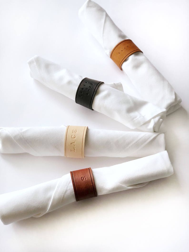Custom Leather Napkin Rings Set of 4 Etsy