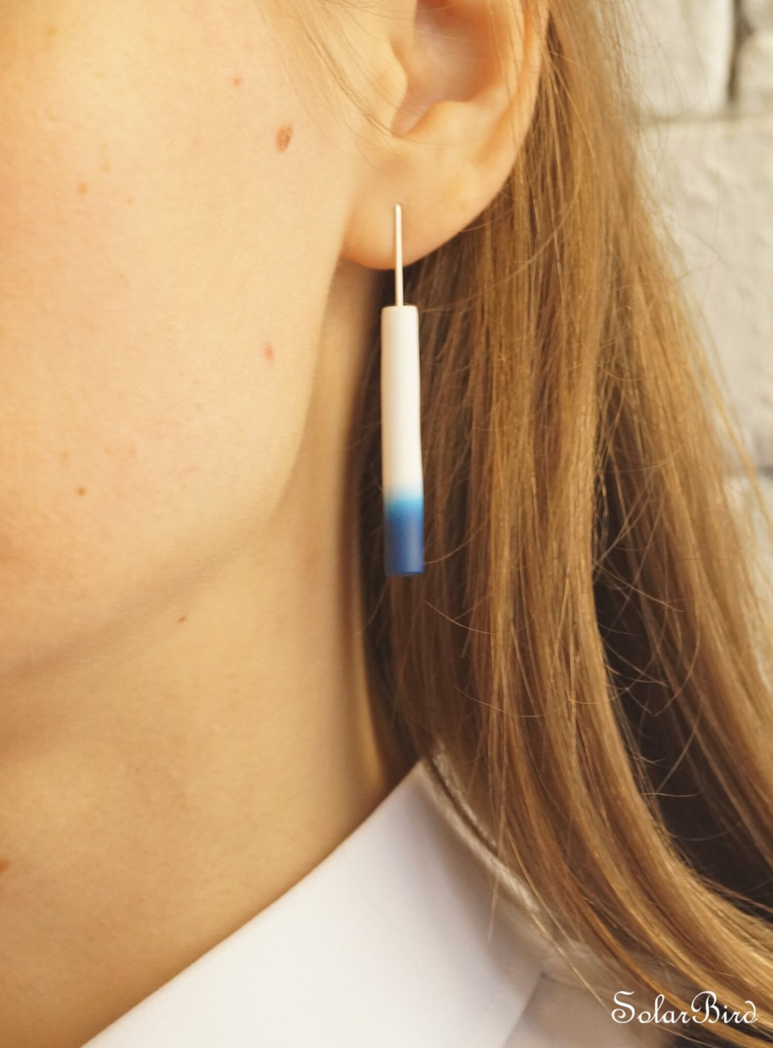 Modern minimal earrings Dangle earrings Modern jewelry Blue Etsy