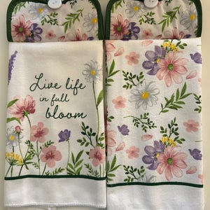 Kitchen Handtowels with Potholder to Hang on Drawer or Cupboard or More