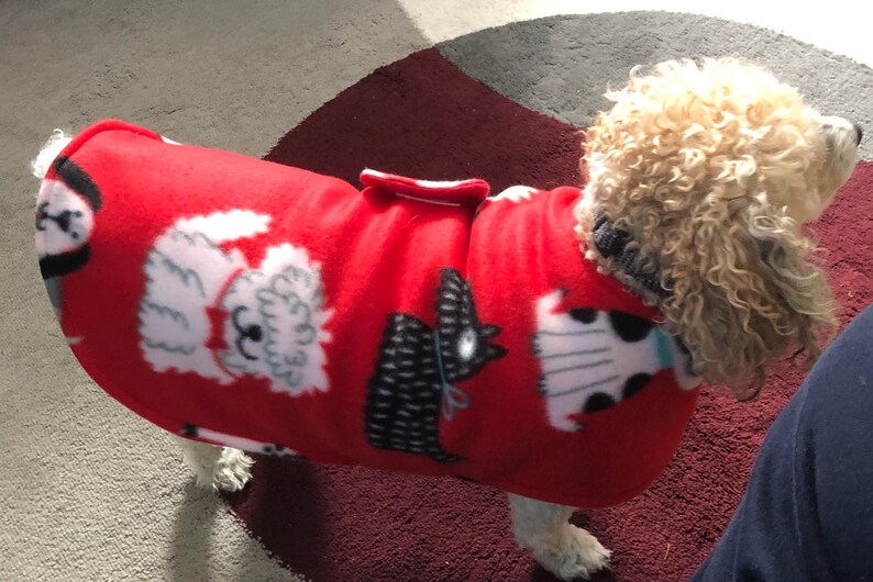Warm and cozy reversible fleece doggy coats, adorable design doggy coats, easy to put on and take off coats image 18