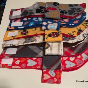 Warm and cozy reversible fleece doggy coats, adorable design doggy coats, easy to put on and take off coats image 7