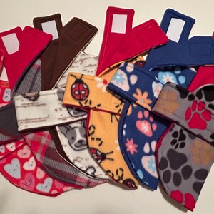 Warm and cozy reversible fleece doggy coats, adorable design doggy coats, easy to put on and take off coats image 8