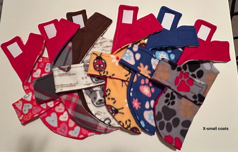 Warm and cozy reversible fleece doggy coats, adorable design doggy coats, easy to put on and take off coats image 8