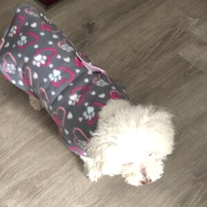 Warm and cozy reversible fleece doggy coats, adorable design doggy coats, easy to put on and take off coats image 17