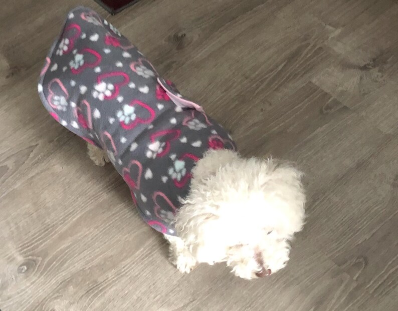 Warm and cozy reversible fleece doggy coats, adorable design doggy coats, easy to put on and take off coats image 17
