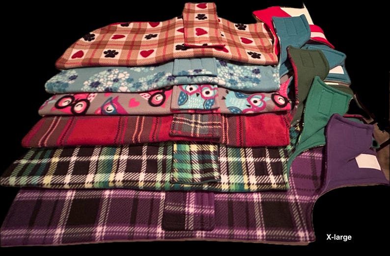 Warm and cozy reversible fleece doggy coats, adorable design doggy coats, easy to put on and take off coats image 16