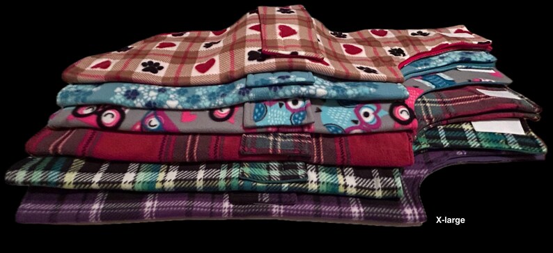 Warm and cozy reversible fleece doggy coats, adorable design doggy coats, easy to put on and take off coats image 15