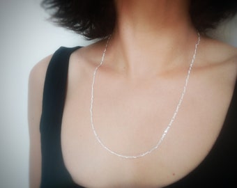 Silver Chain Unisex - Figaro Silver Chain - 925 Sterling Silver - 22 inch length - Delicate Silver Chain - Spring Ring Clasp