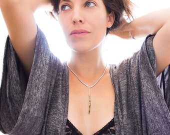 Silver Statement Necklace with Stones - Colored Hematite Stone - Modern Chic Jewelry for Women - Golden Stones