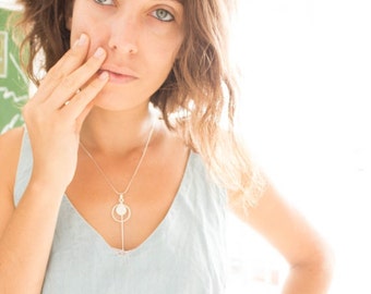 On Sale 25% OFF Round Circle Necklace,Matte Silver Pendant, Minimalist Jewelry, Boho Chic Dainty Necklace For Her, Sterling Silver Ne