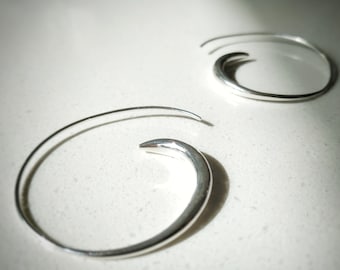 Spiral Earrings // Big Silver Earrings // Minimalist Earrings // Large Earrings for Women // Silver Tribal Earrings // Swirl Earrings