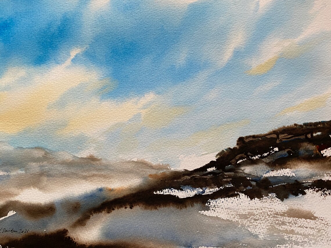 Original Signed Watercolour by Lois Davidson Misty Mountain Etsy