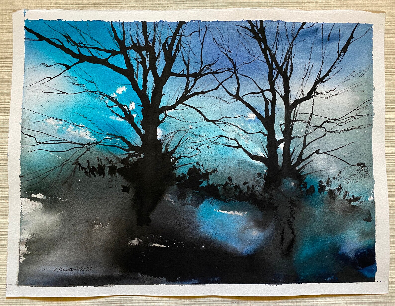 Original Signed Watercolour Ink Painting By Lois Davidson Etsy