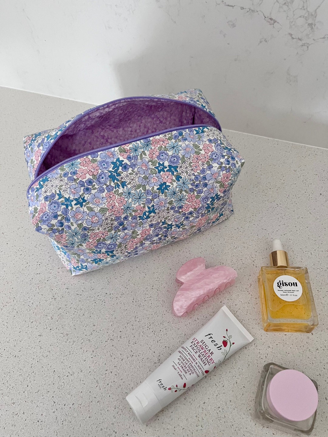 Handmade Quilted Terry Cloth Makeup Bag White Terry Bag Cosmetic Bag,  Toiletry Bag, Make up Bag, Terry Towel Bag, Gifts for Her 