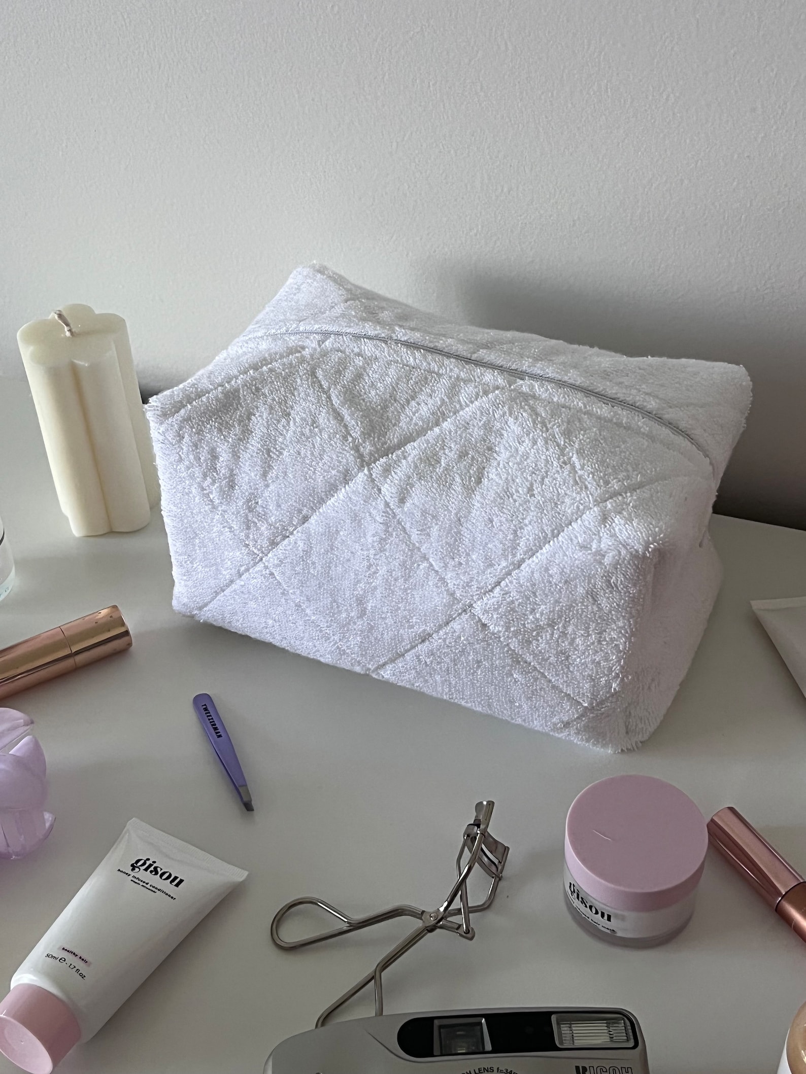 Handmade Quilted Terry Cloth Makeup Bag White Terry Bag Etsy