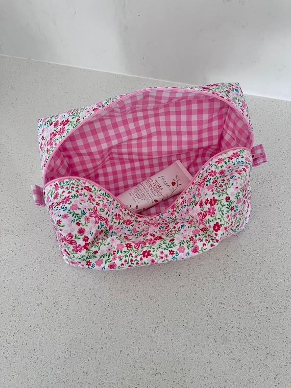 Handmade Quilted Terry Cloth Makeup Bag White Terry Bag -  UK