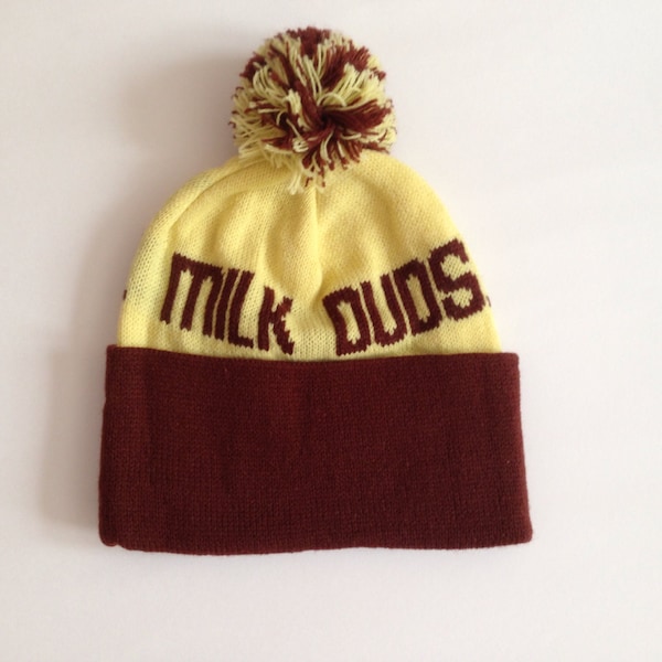 Vintage 70s Milk Duds Knit Beanie / Ski Hat - New Old Stock