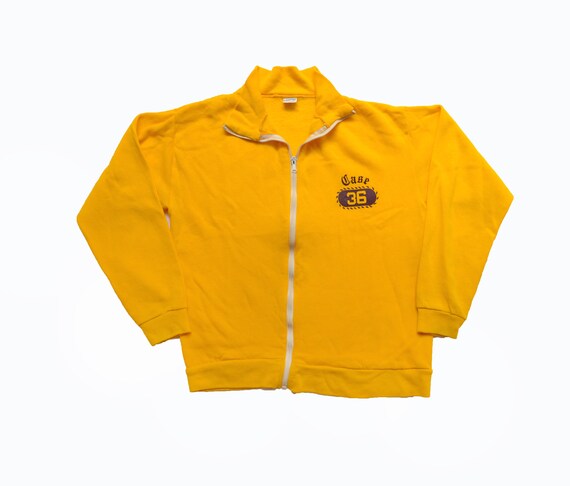 70s Champion Blue Bar Poly Blend Zip Up Sweatshirt