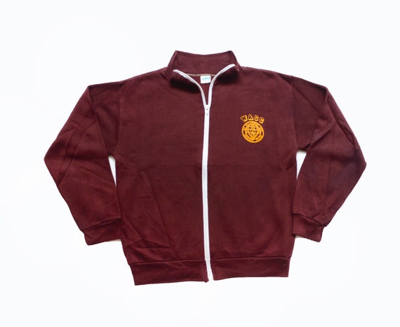 70s Champion Blue Bar Poly Blend Zip Up Sweatshirt