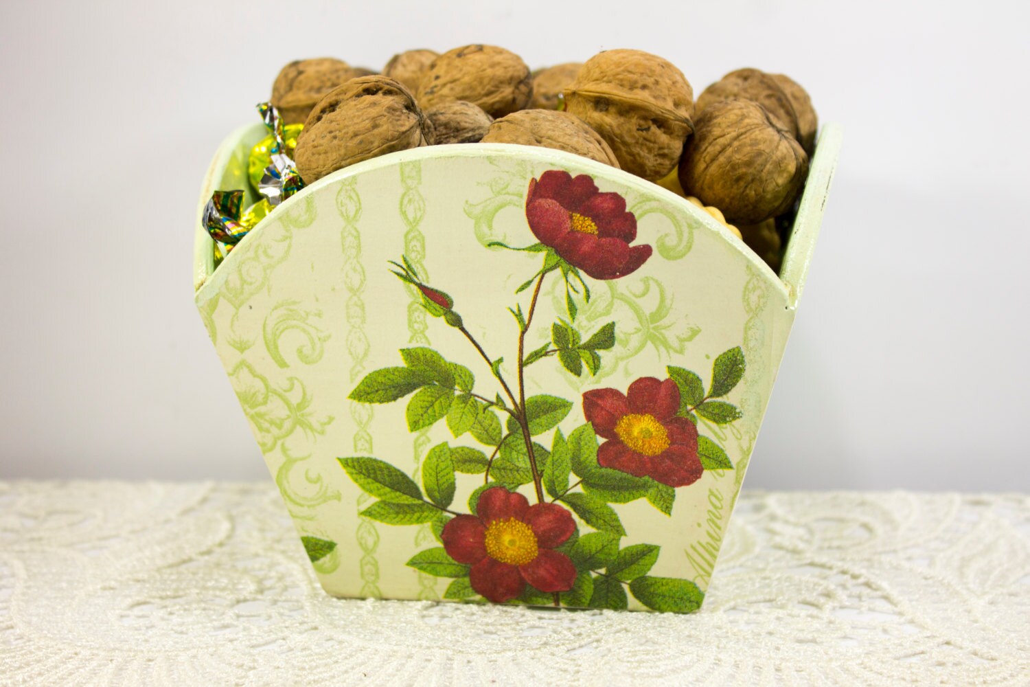 Candy dish Sugar bowl for green kitchen vintage looking Fruit Etsy